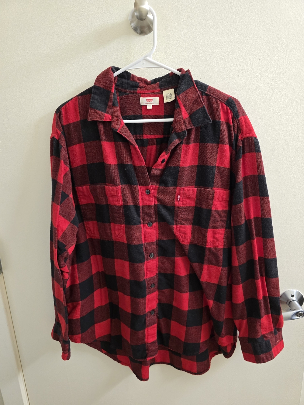Levi's Red and Black Plaid Flannel Shirt